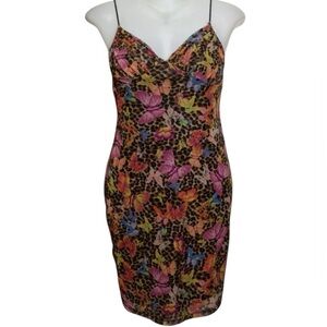 Blue Jasmine Leopard Butterfly Mesh slip Mini Dress Multicolor spring fairycore